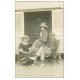 carte postale ancienne 14 SAINT-AUBIN. Famille Janson Cabine de Plage. Carte Photo rare 1910