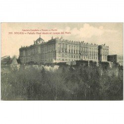 carte postale ancienne MADRID. Palacio Real desde el Campo del Moro 1913