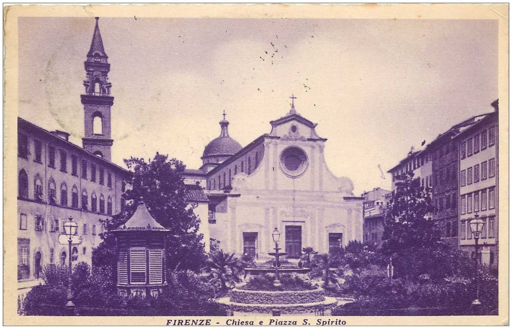 carte postale ancienne FIRENZE. Chiesa Piazza S. Spirito 1934 FLORENCE