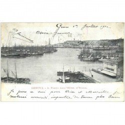 carte postale ancienne GENOVA. Il Porto dall'Hôtel d'Italia 1902 GÊNES