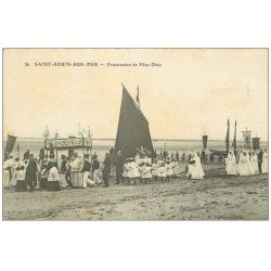 carte postale ancienne 14 SAINT-AUBIN. La Procession de Fête-Dieu