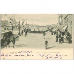 carte postale ancienne Italia Italie. FIRENZE. Ponte S. Trinita e Lung' Arno Corsini