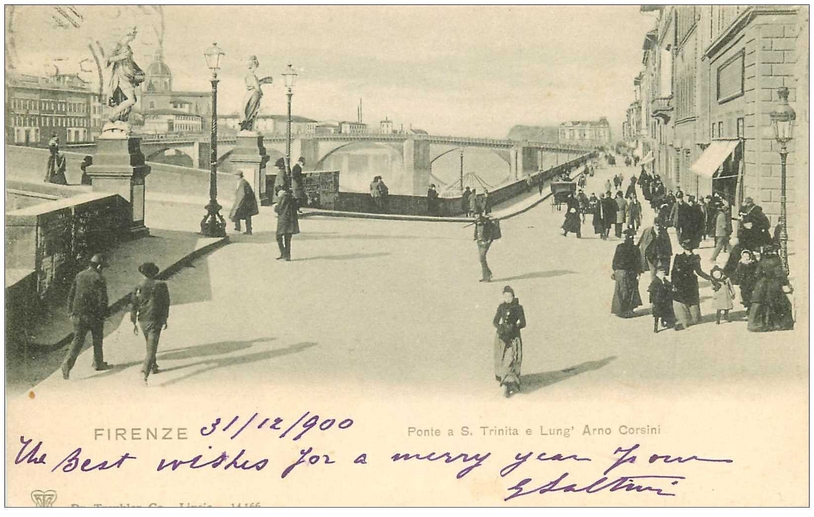 Italia Italie. FIRENZE. Ponte S. Trinita e Lung' Arno Corsini 1900