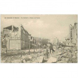 Italia Italie. MESSINA. Via Garibaldi e Palazzo del Prefetto 1916. Plissure transversale