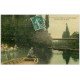 carte postale ancienne 14 SAINT-AUBIN. Lavandières et jeunes Pêcheurs au Petit bras de Seine 1907