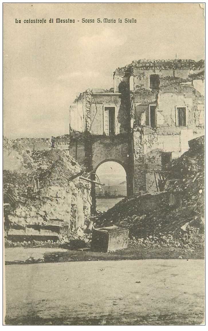 carte postale ancienne ITALIA. Catastrofe di Messina. Scesa S. Maria la Stella 1916