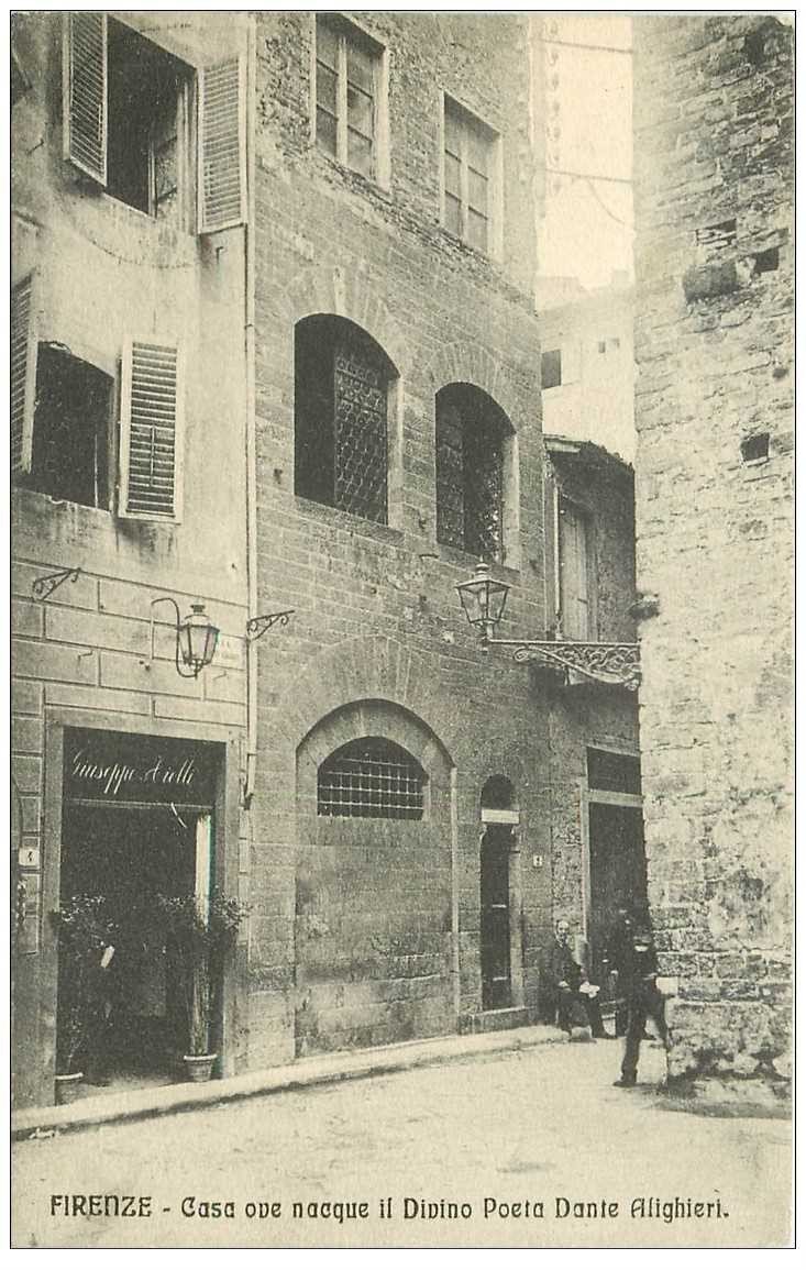 carte postale ancienne ITALIA. Firenze. Casa del Poeta Dante Alighieriverso 1909