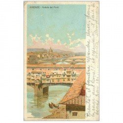 carte postale ancienne ITALIA. Firenze. I Ponti 1904. Destinataire Viales Chef d'Orchestre à Monte Carlo
