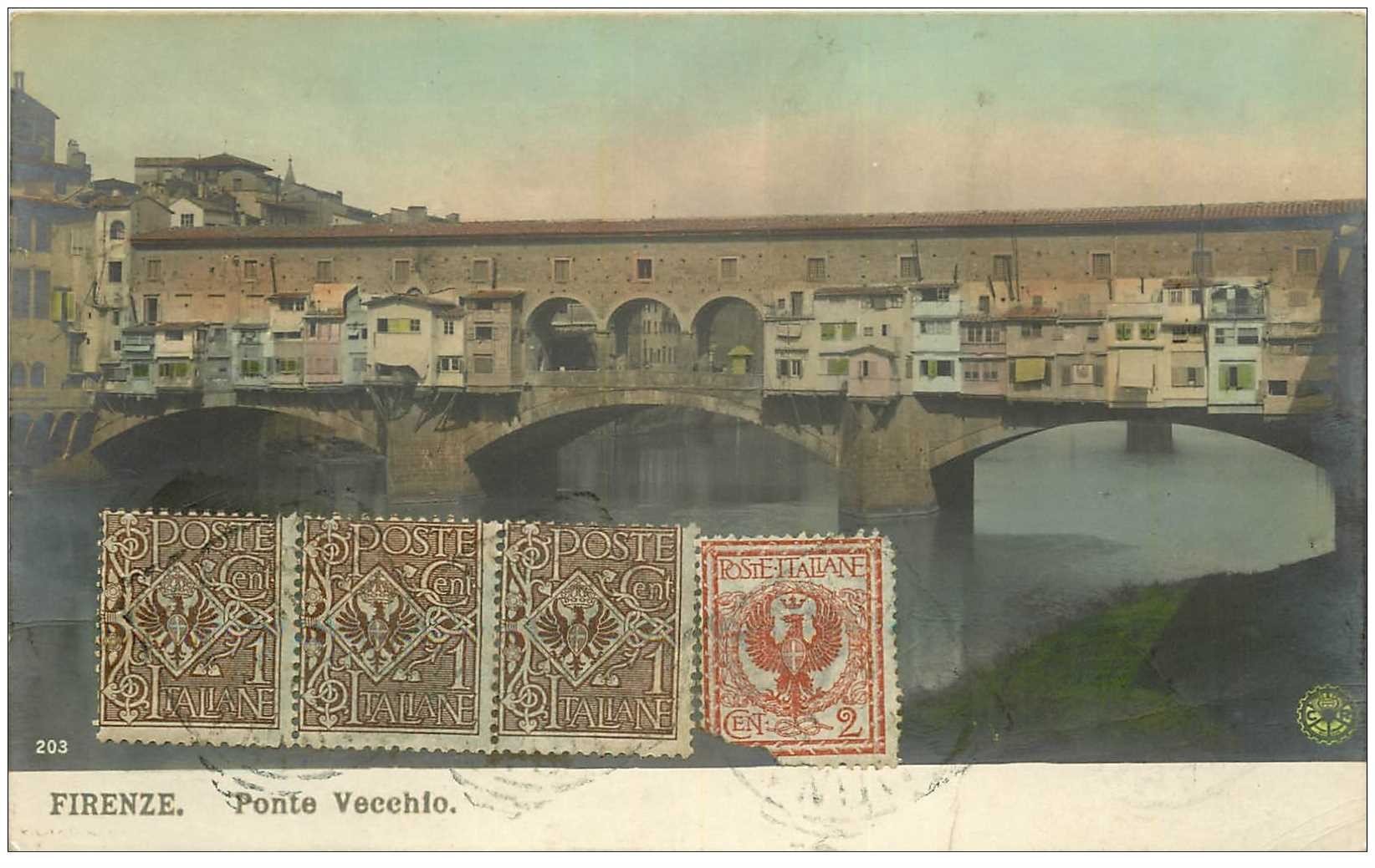 carte postale ancienne ITALIA. Firenze. Ponte Vecchio 1911