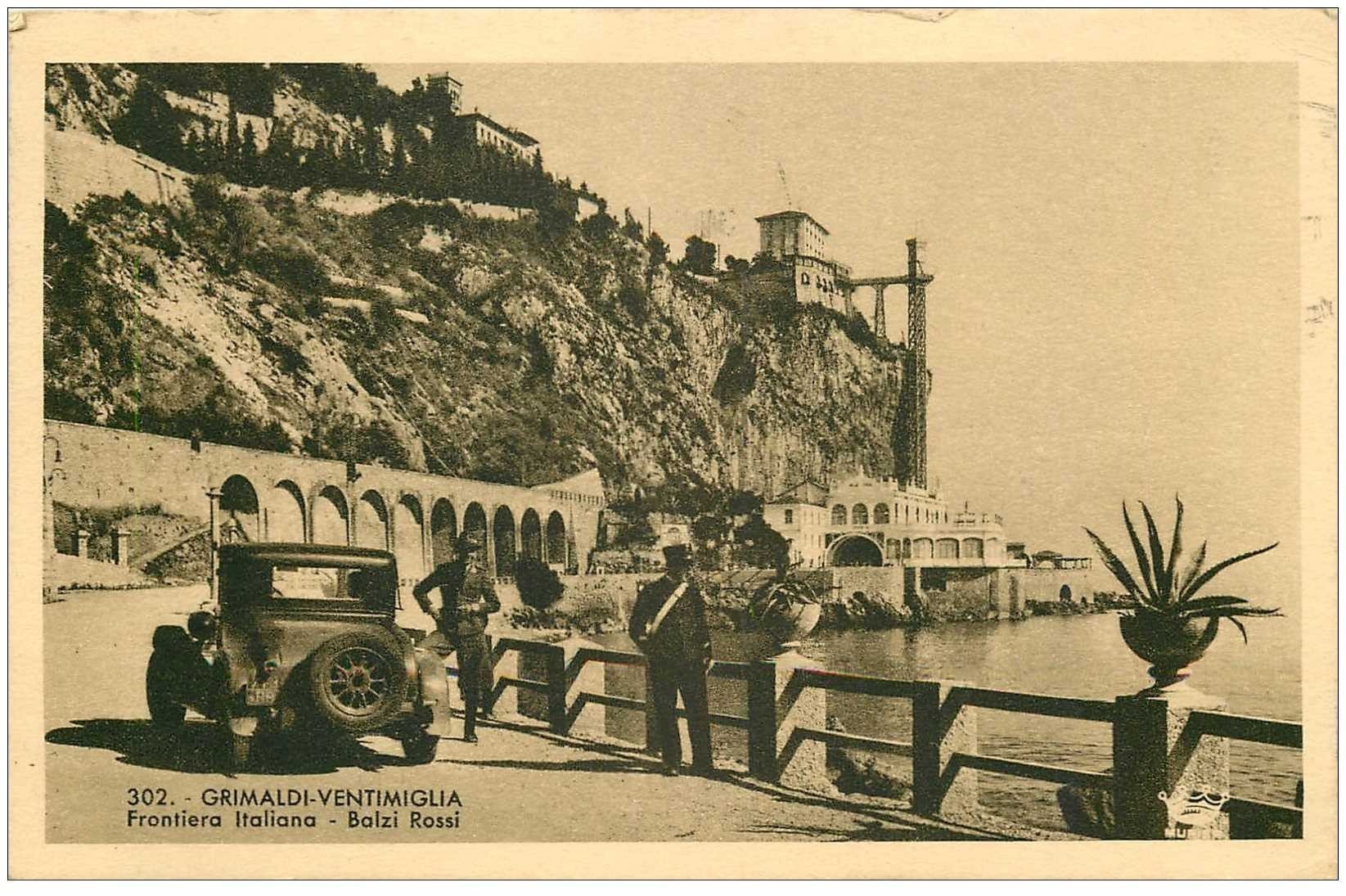 carte postale ancienne ITALIA. Grimaldi Ventimiglia. Frontiera Balzi Rossi 1939