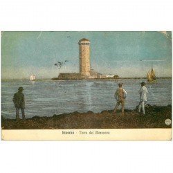 carte postale ancienne ITALIA. Livorno. Torre del Marzocco 1916 petits défauts...