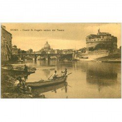 carte postale ancienne Italia. ROMA Castello S. Angelo e Pescatori sul Tevere