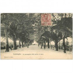 carte postale ancienne ITALIA. Ventimiglia. La passeggiata delle palme al mare 1907