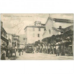 carte postale ancienne Italia. VENTIMIGLIA. Via Cavour e Piazza del Mercato 1917