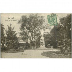 carte postale ancienne Italia. VERCELLI. Monumento a Garibaldi 1908