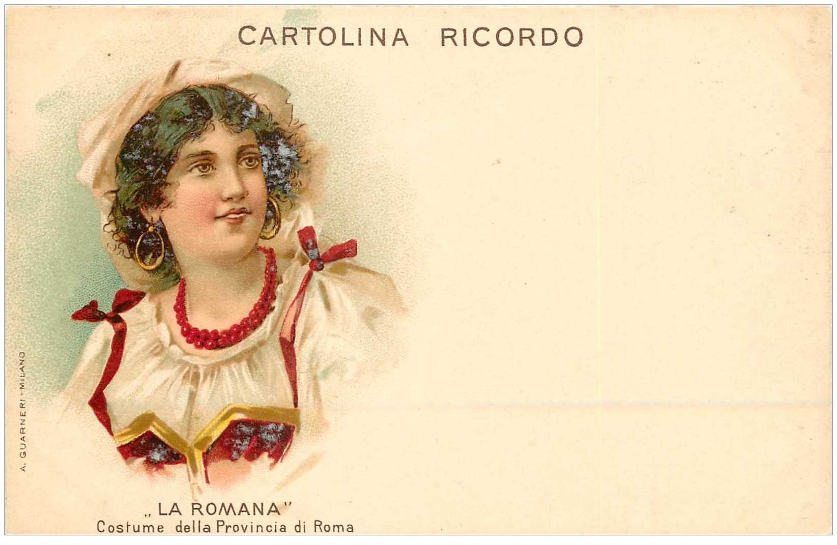 ITALIE ITALIA. Carte postale précurseur litho vers 1900. Donna Costume la Romana