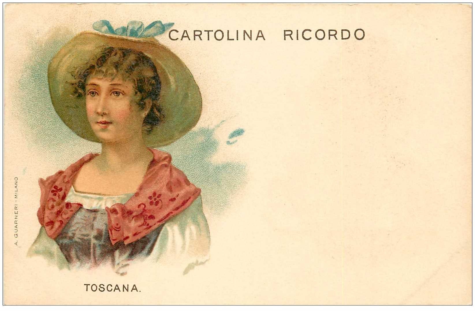 ITALIE ITALIA. Carte postale précurseur litho vers 1900. Donna Costume Toscana. Cartolina ricordo