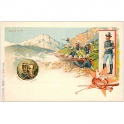 carte postale ancienne ITALIE ITALIA. Carte postale précurseur litho vers 1900. Pelloux Heusch sulle Alpi. Guerre et Militaires