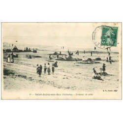 carte postale ancienne 14 SAINT-AUBIN. Travaux de Sables 1908