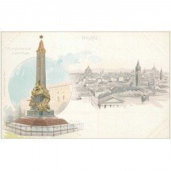 carte postale ancienne MILAN MILANO verso 1900. Monumento 5 giornate