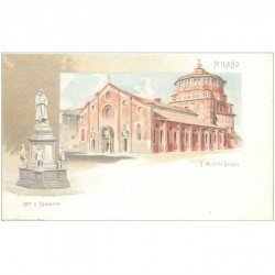 carte postale ancienne MILAN MILANO verso 1900. S. M. delle Grazie è Monumento a Leonardo
