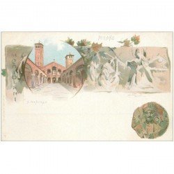 carte postale ancienne MILAN MILANO verso 1900. San Ambrogio