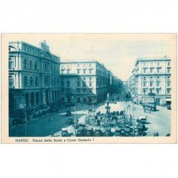 carte postale ancienne NAPOLI. Piazza della Borsa e Corso Umberto Ier NAPLES