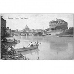 carte postale ancienne ROMA ROME. Castello Sant'Angelo con Pescatori