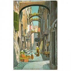 carte postale ancienne SAN REMO. Ruelle du Giuoco