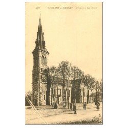 carte postale ancienne 14 SAINT-GERMAIN-DU-CRIOULT. Eglise du Sacré-Coeur animation