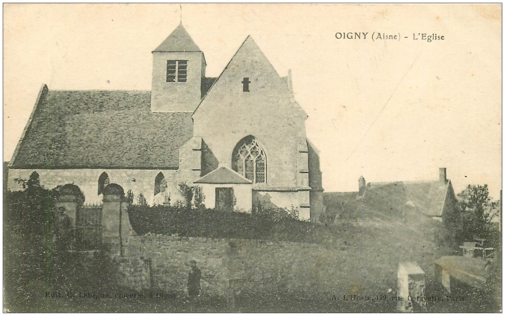 carte postale ancienne 02 OIGNY. L'Eglise 1917
