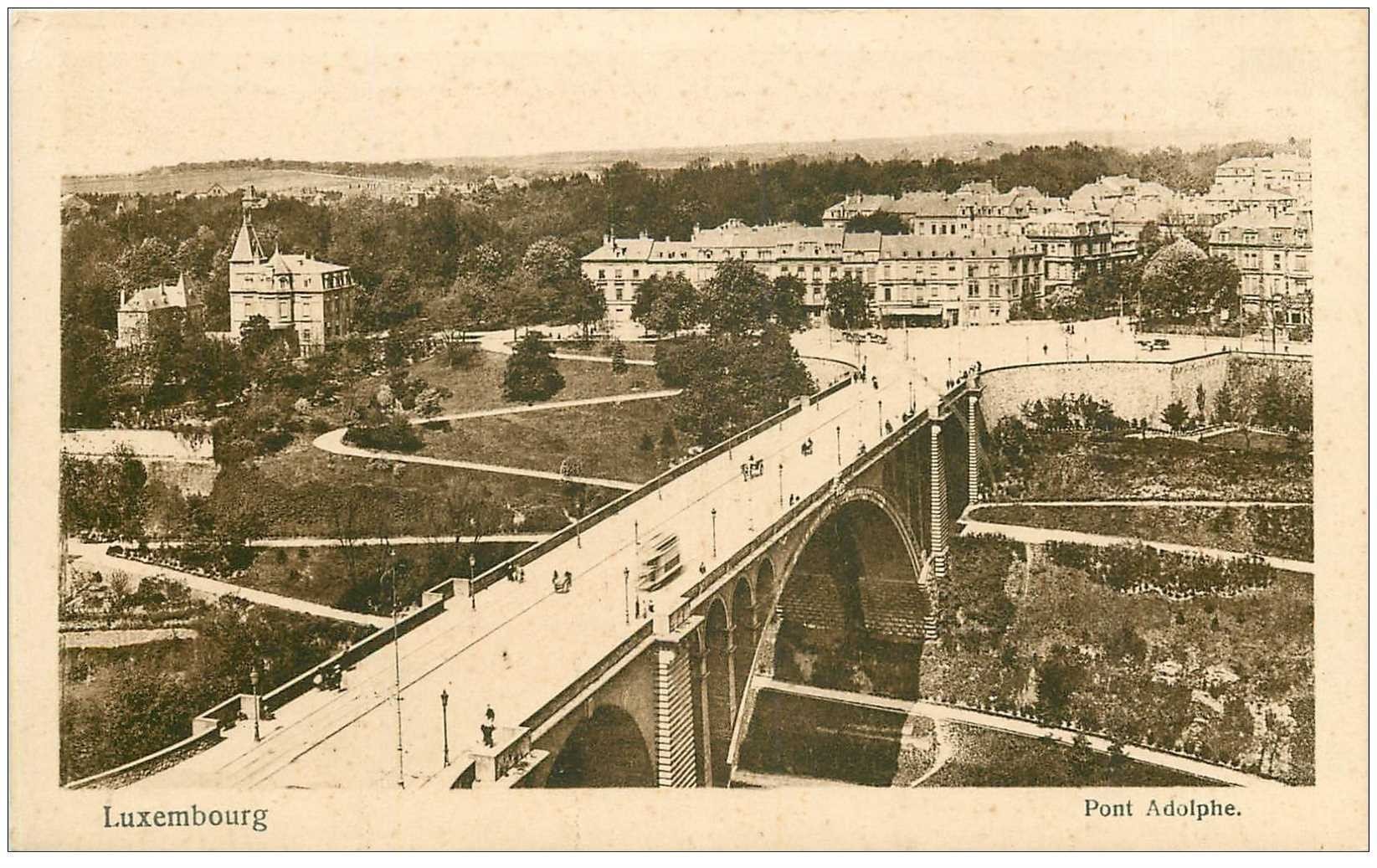 carte postale ancienne LUXEMBOURG. Pont Adolphe tramway édition Wiroi
