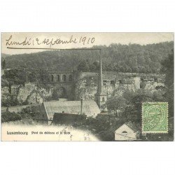 carte postale ancienne LUXEMBOURG. Pont du Chteau et Bock 1910