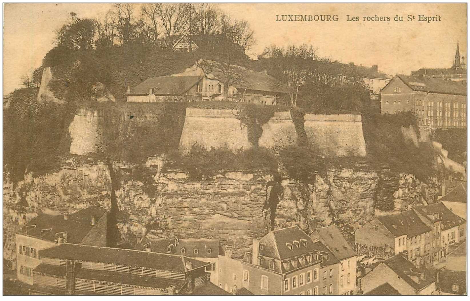 carte postale ancienne LUXEMBOURG. Rochers du Saint Esprit 1920