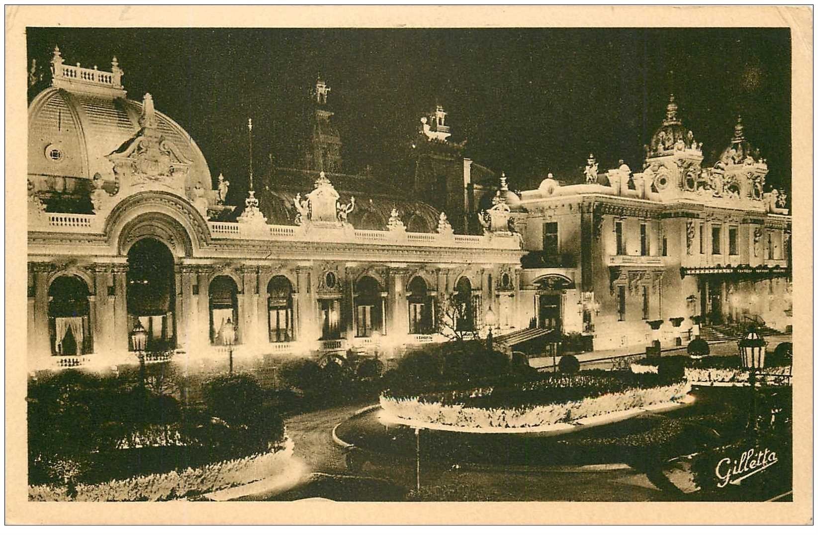 carte postale ancienne MONACO MONTE CARLO. Casino la Nuit par Gilletta