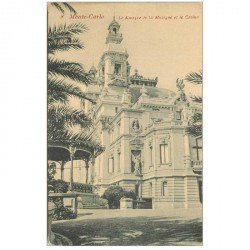 carte postale ancienne MONACO MONTE CARLO. Kiosque de la Musique et Casino