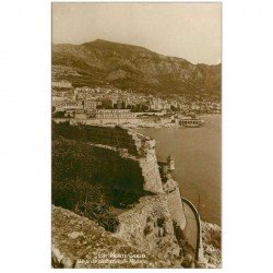 carte postale ancienne MONACO MONTE CARLO. Rocher 1927 Carte photo