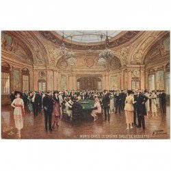 carte postale ancienne MONACO MONTE CARLO. Salle de Roulette au Casino par Béraud. Oilette