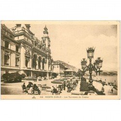 carte postale ancienne MONACO MONTE CARLO. Terrasses du Casino animées