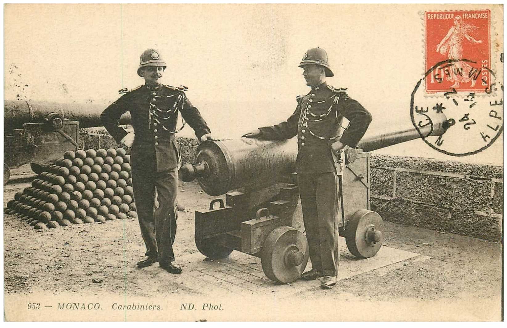MONACO. Carabiniers 1914 avec Canon et Obus