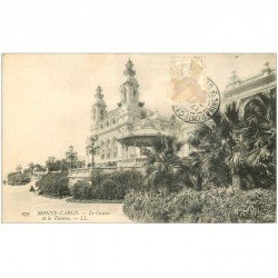 carte postale ancienne MONACO. Casino et Thétre. Timbre manquant mais carte vierge verso