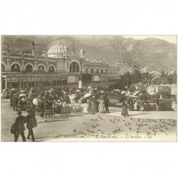 carte postale ancienne MONACO. Monte Carlo Terrasse du Café de Paris 1913