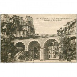 carte postale ancienne MONACO. Pont et Chapelle Sainte Dévote