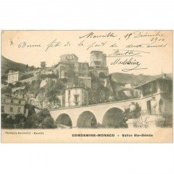 carte postale ancienne MONACO. Pont et Vallon Sainte Dévote 1900