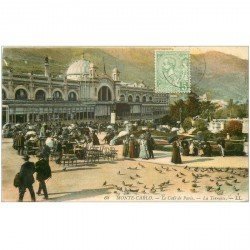 carte postale ancienne MONACO. Terrasse Café de Paris vers 1906