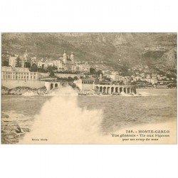 carte postale ancienne MONACO. Vue générale Tir aux Pigeons par coup de Mer