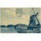 carte postale ancienne PAYS BAS HOLLANDE. Moulin à vent et Pont métallique 1910
