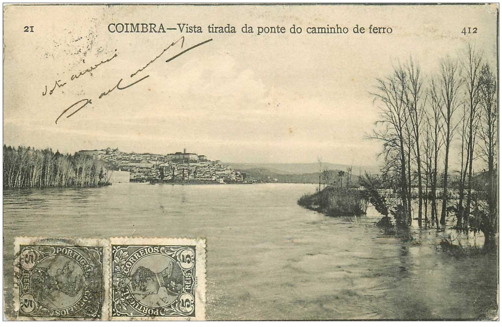Portugal. COIMBRA. Vista tirada da ponte do caminho de ferro vers 1900