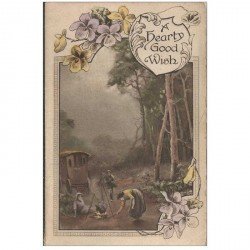 carte postale ancienne ANGLETERRE ENGLAND. Carte de voeux en forme de livret A hearty good Wish