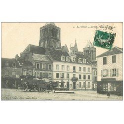 carte postale ancienne 14 SAINT-PIERRE-SUR-DIVES. Place de la Mairie 1909 La Poste et Coiffeur